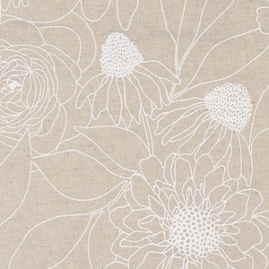 Botany Mochi Linen Paper: Floral Cotton Linen Fabric by Alli K Design image 1
