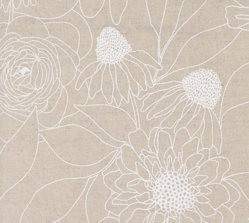 Botany Mochi Linen Paper: Floral Cotton Linen Fabric by Alli K Design image 1