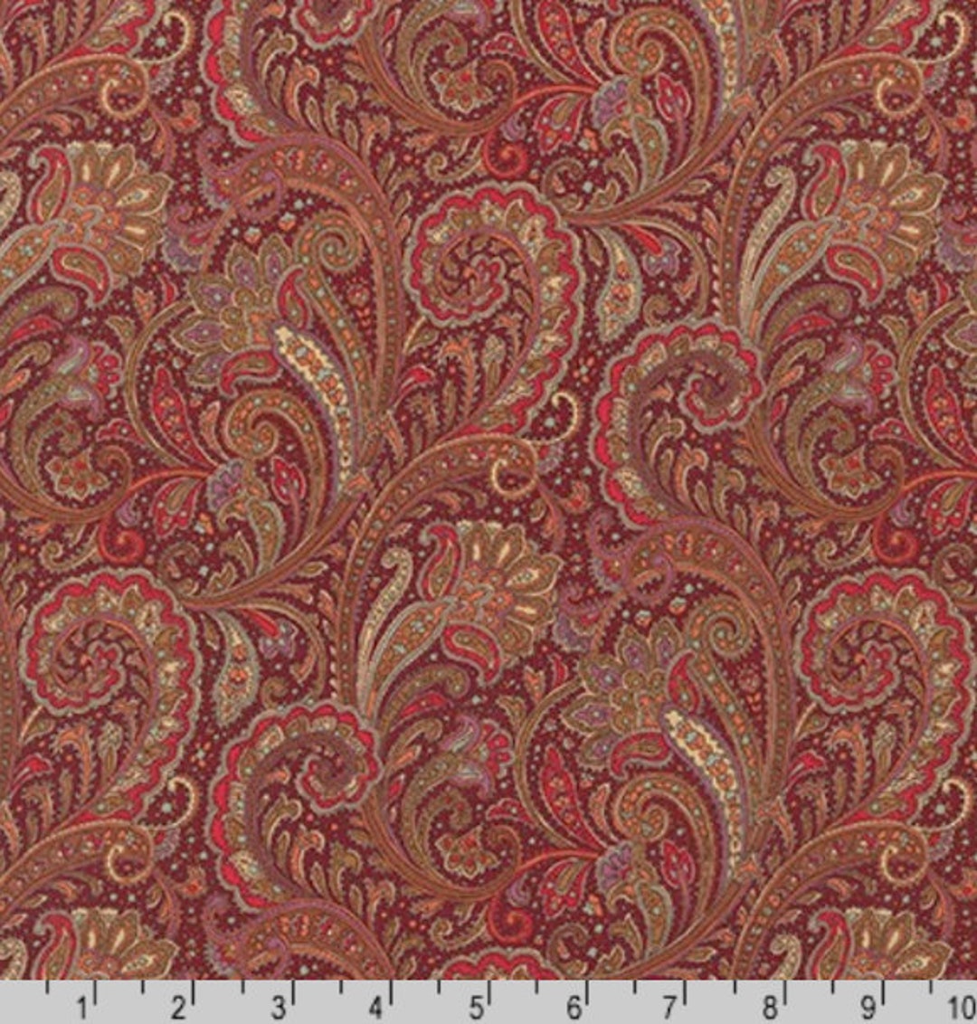 Robert Kaufman Cotton Paisley Prints Red Fabric by Etsy