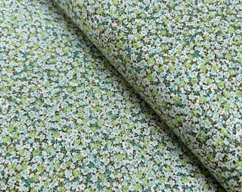 Sevenberry Tiny Florals Cotton Fabric: Green Bouquet Print