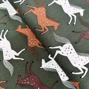 Wild Horses Canvas Fabric: Green Fields Print by Loes Van Oosten