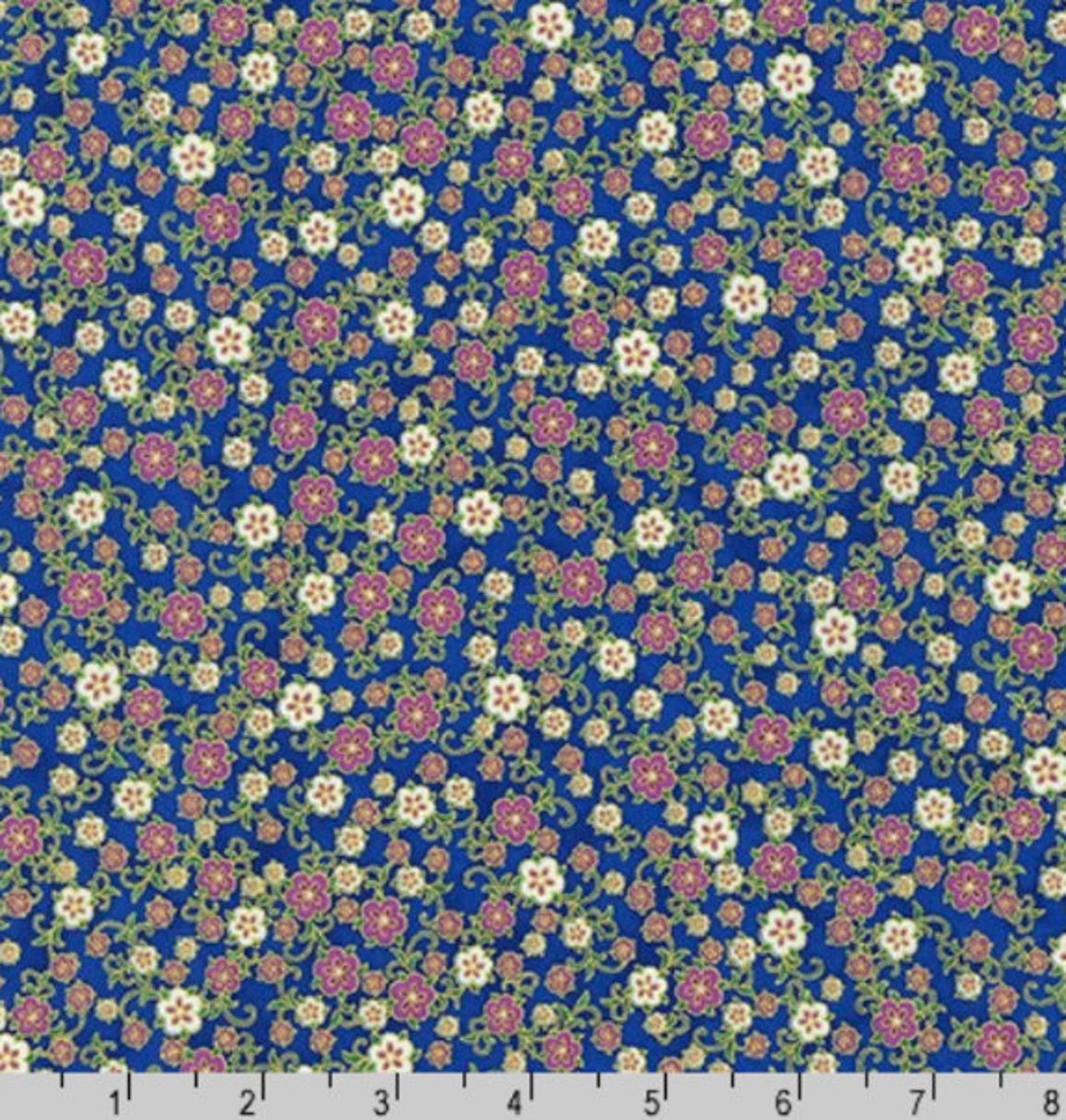 Robert Kaufman Florentine Garden Small Calico Royal Metallic Fabric by