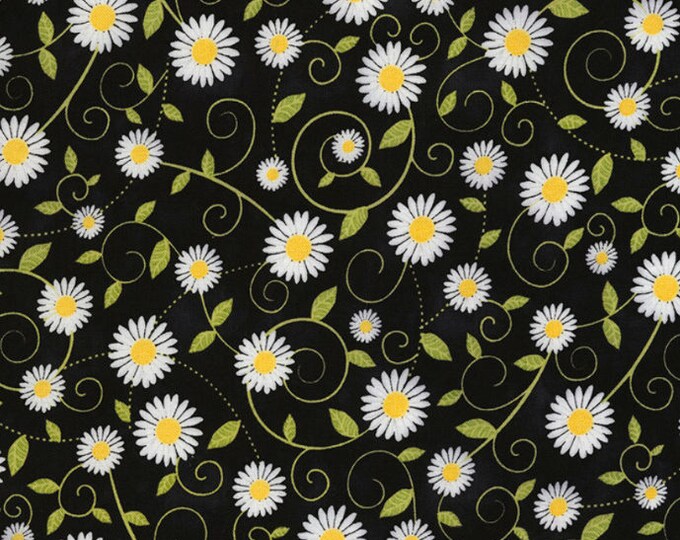Timeless Treasures - You Are My Sunshine - Daisy Vines Black Fabric by ...