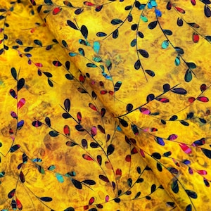 Venice - Foliage Yellow Fabric by Christiane Marques - Cotton Fabric
