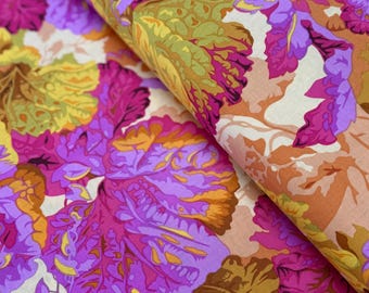 Kaffe Fassett Grandiose Ochre Fabric: Vintage Floral Cotton, 43" Wide