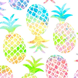 Tropical Breeze - Pineapple Paradise White - Cotton Fabric