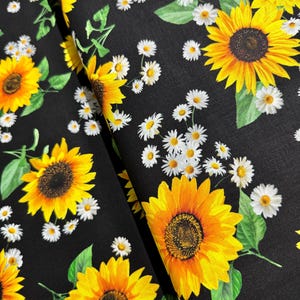 Advice From A Sunflower - Sunflowers And Daisies Bouquets - Cotton Fabric