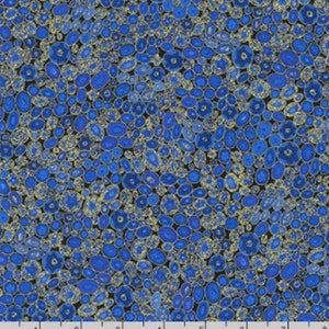 Robert Kaufman - Gustav Klimt - Sapphire Gold Metallic - Cotton Fabric