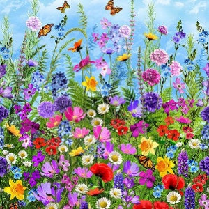 23" Panel - Timeless Treasures - Wildflower - Wild Floral Panel - Sold by the Panel (23" x 43")