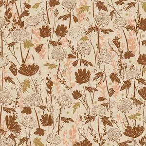 Canvas Fabric - Cotton + Steel - Summer Folk - Wander Field - Clay Unbleached Canvas Fabric by Lissie Teehee
