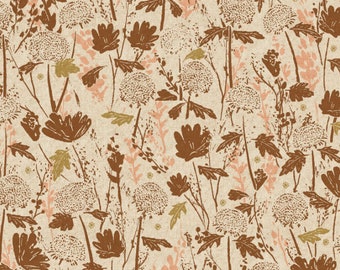 Tecido de lona floral folclórico de verão: algodão cru de argila