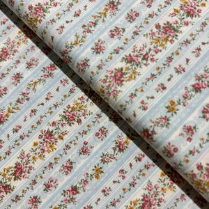 Sevenberry Petite Victoriana - Floral Stripes Blue Fabric by Sevenberry - Cotton Fabric