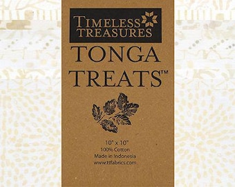 Cuadrados de tela batik de vainilla: Pastel de capas Tonga Treats, 25 cm (42 piezas)