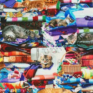 Cats on Quilts - Cotton Fabric