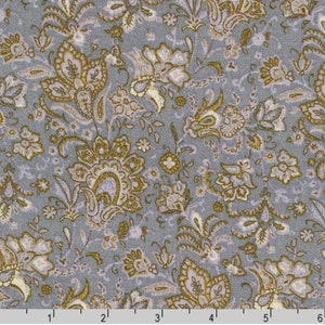 Viscosestof - Sunset Studio-collectie - rayon crinkle - bloemen paisleygrijs - breedte 50 inch
