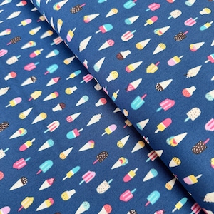 Ice Cream Regatta Fabric by Dear Stella – Nautical Treat Print – Blue Cotton Fabric - 43&quot; Wide