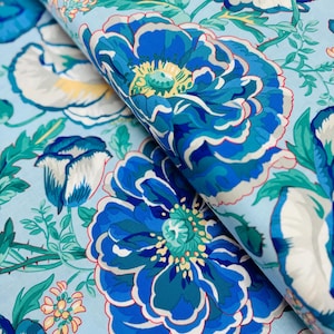 Kaffe Fassett Collective Stash Dorothy Blue Fabric by Philip Jacobs – Free Spirit Fabrics - 100% Cotton – 43&quot;/44&quot; Wide