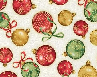 Robert Kaufman - Holiday Flourish 13 - Holiday Ornaments - Metallic - Cotton Fabric