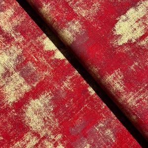 Grunge Metallic Cotton Fabric: Red & Gold by BasicGrey