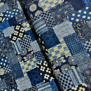 Sevenberry Nara Homespun Indigo Cotton Fabric - Japanese Design