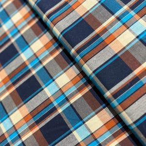 56&quot; de ancho - Tela de algodón teñida en hilo a cuadros Mad for Madras - Turquesa