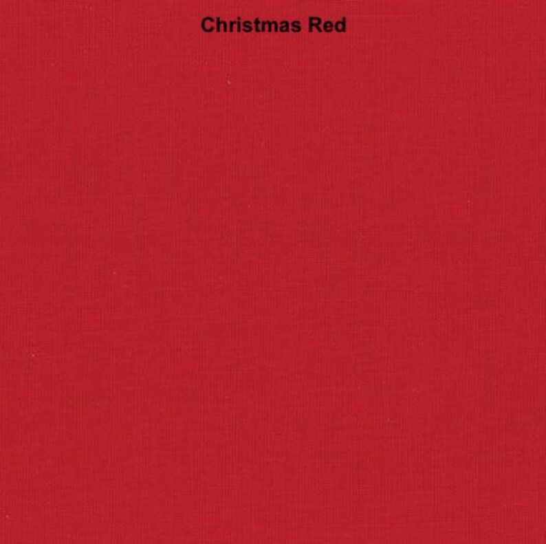 May include: A solid red fabric swatch. The text "Christmas Red" is printed above the swatch.