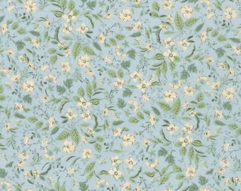 Floral Cotton Lawn Fabric: Sevenberry Petite Nostalgia Blue