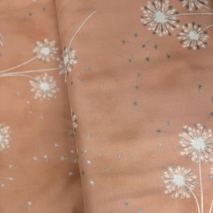 Clarabelle - Apricot/Silver - Metallic Cotton Fabric