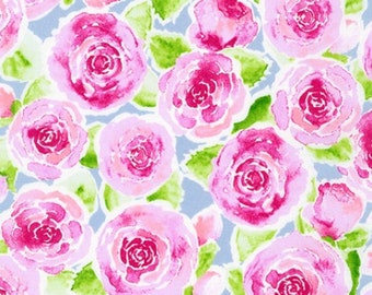 Wishwell - Rose Lemonade - Silver Fabric by Vanessa Lillrose and Linda Fitch - Cotton Fabric