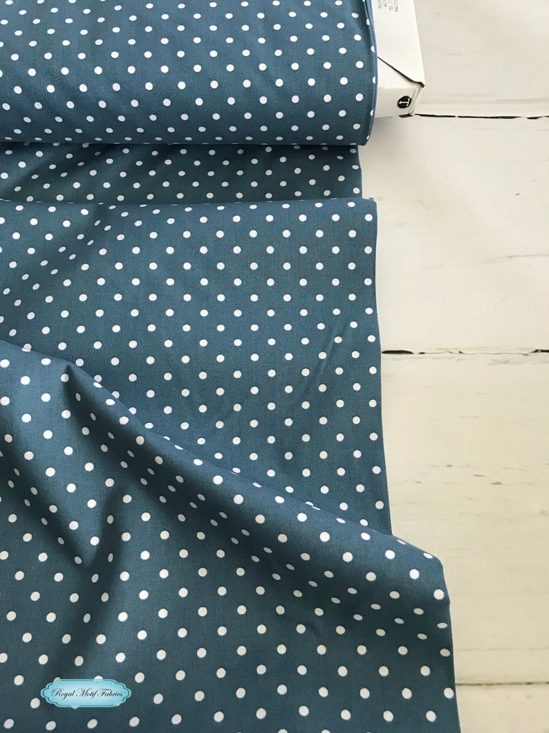 Polka Dot Timeless Treasures Denim Blue Cotton Fabric Remnants