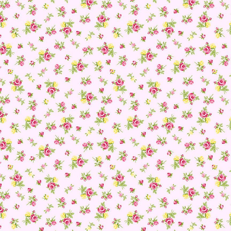 Tossed Rose Pattern Tossed Tiny Rose Pink Fabric - Digital Print - Cotton Fabric - Etsy