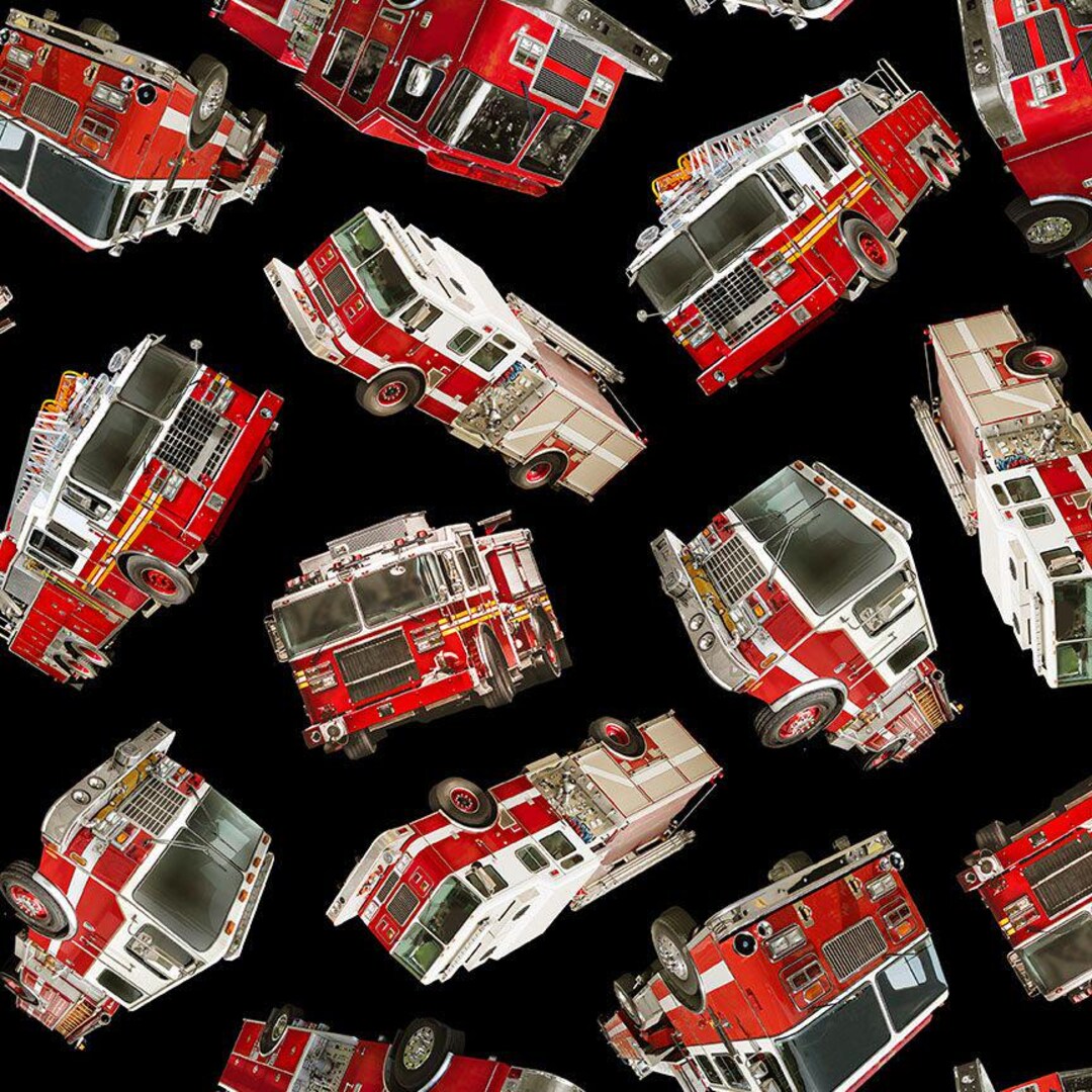 Fire Engine Pattern Material Fire Rescue Tossed Fire Engine Fabric by Timeless Treasures - Etsy