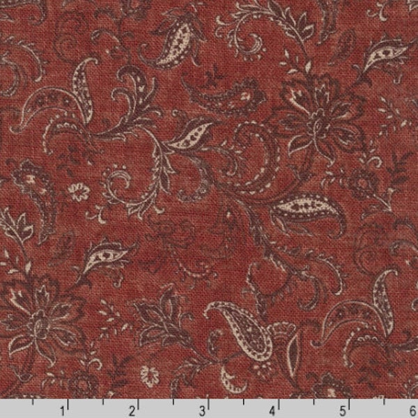 Robert Kaufman - Sevenberry Nara Homespun - Paisley Red Fabric by Sevenberry - Cotton Fabric