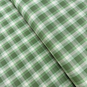 Kitchen Window Wovens – Yarn Dyed Check Plaid Palm Fabric by Elizabeth Hartman for Robert Kaufman | Green Cotton Plaid
