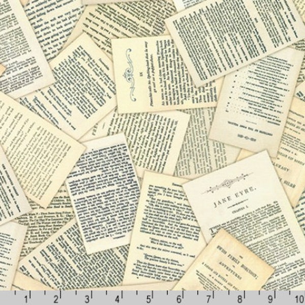 Robert Kaufman - Library of Rarities - Book Pages Antique - Cotton Fabric