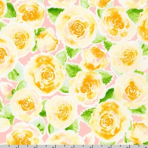 Robert Kaufman - Wishwell - Rose Lemonade - Honeysuckle Fabric by Vanessa Lillrose and Linda Fitch - Cotton Fabric