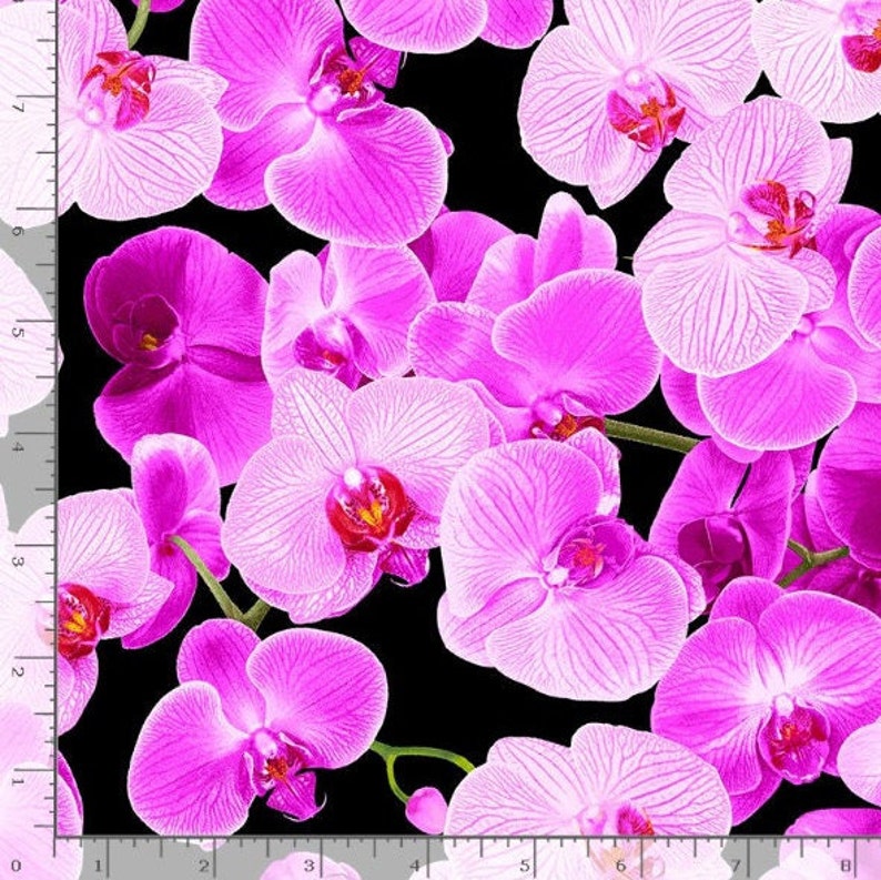 Timeless Treasures Bouquet de jardin Orchidées roses Tissu en coton image 3