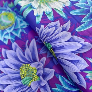 Kaffe Fassett Collective Classics - Cactus Flower Blue Fabric by Philip Jacobs - Cotton Fabric