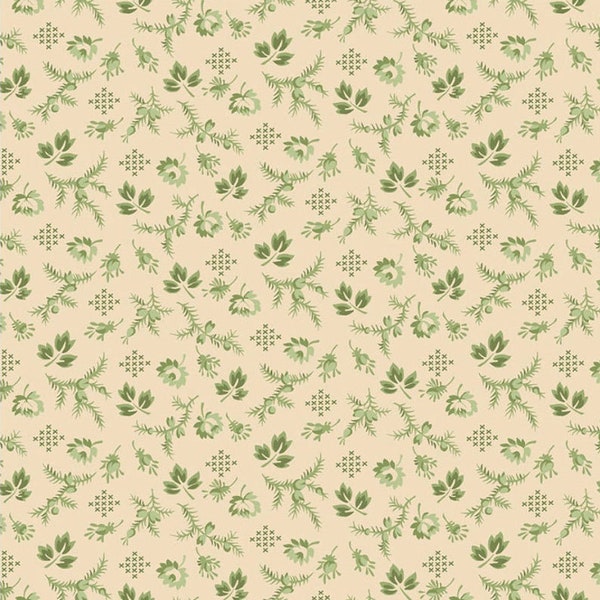 RJR Fabrics - Family Roots - Harper Vanilla Green Fabric by Legacy Patterns - Cotton Fabric