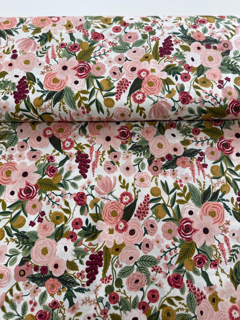 Katoenen stof tuinfeest roos - Rifle Paper Co. Wildwood Collection afbeelding 4