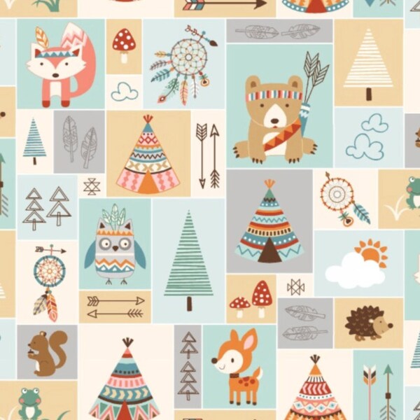 Studio E Fabrics - Camp-A-Long Critters - Patchwork - Cotton Fabric