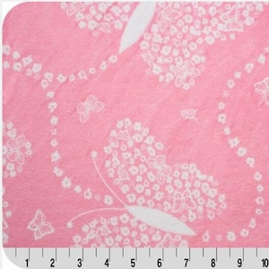 SMD Two By Two Cuddle Fabrics - Flowerfly Paris Pink - Cuddle Prints Fabric