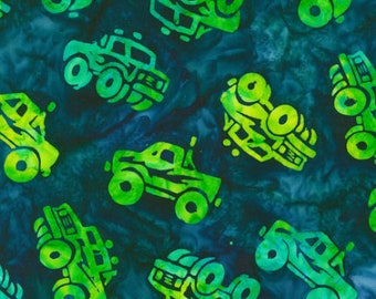 Batiks artesanales - Camiones y vías - Vehículos Tela batik Lagoon - Tela de algodón