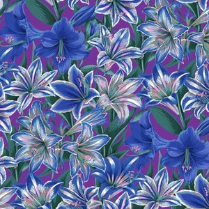 Kaffe Fassett Collective - Classics - Amaryllis Blue Fabric by Philip Jacobs - Cotton Fabric
