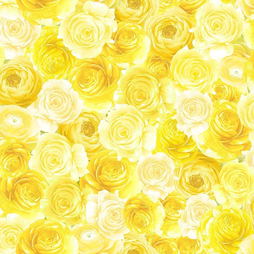 Yellow Roses To Print Lemon Bouquet - Packed Yellow Roses Fabric - Digital Print - Cotton ...