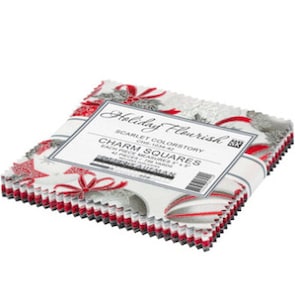 Holiday Flourish 15 - 2021 Scarlet Colorstory Charm Squares - 42, 5&quot; x 5&quot; Precut Squares