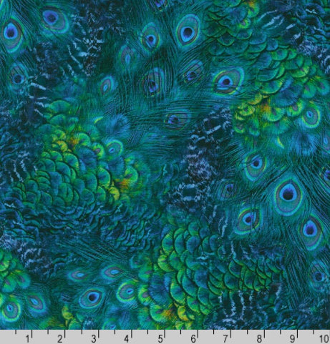 Robert Kaufman Imaginings Peacock Feathers Cotton Fabric Etsy