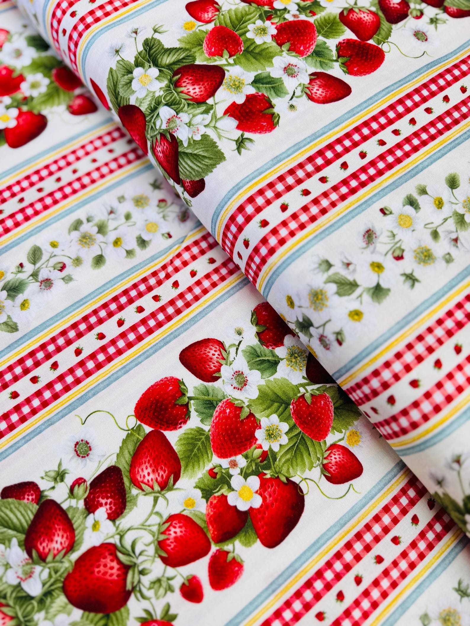 Strawberry Stripe Cotton Fabric: Berry Sweet Print by Timeless ...