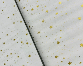 Stars Cream Metallic Cotton Fabric - Rifle Paper Co. Primavera
