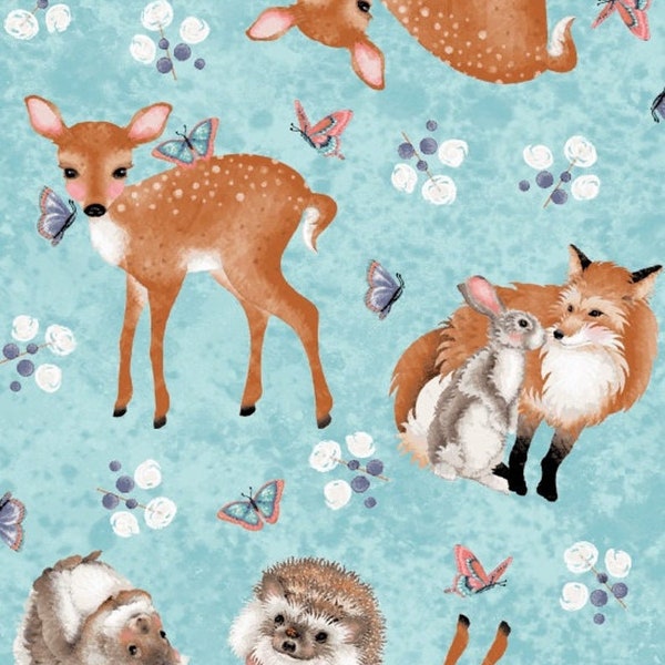 Studio E Fabrics - Forest Friends - Tossed Forest Friends Fabric by Nancy Archer - Cotton Fabric